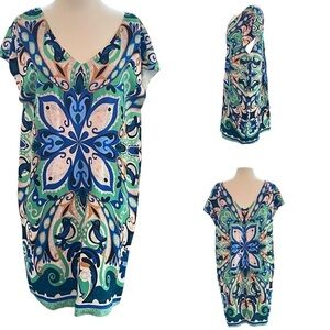 Maeve Anthropologie Blue and Green Dolman Sleeve Sundress Size M